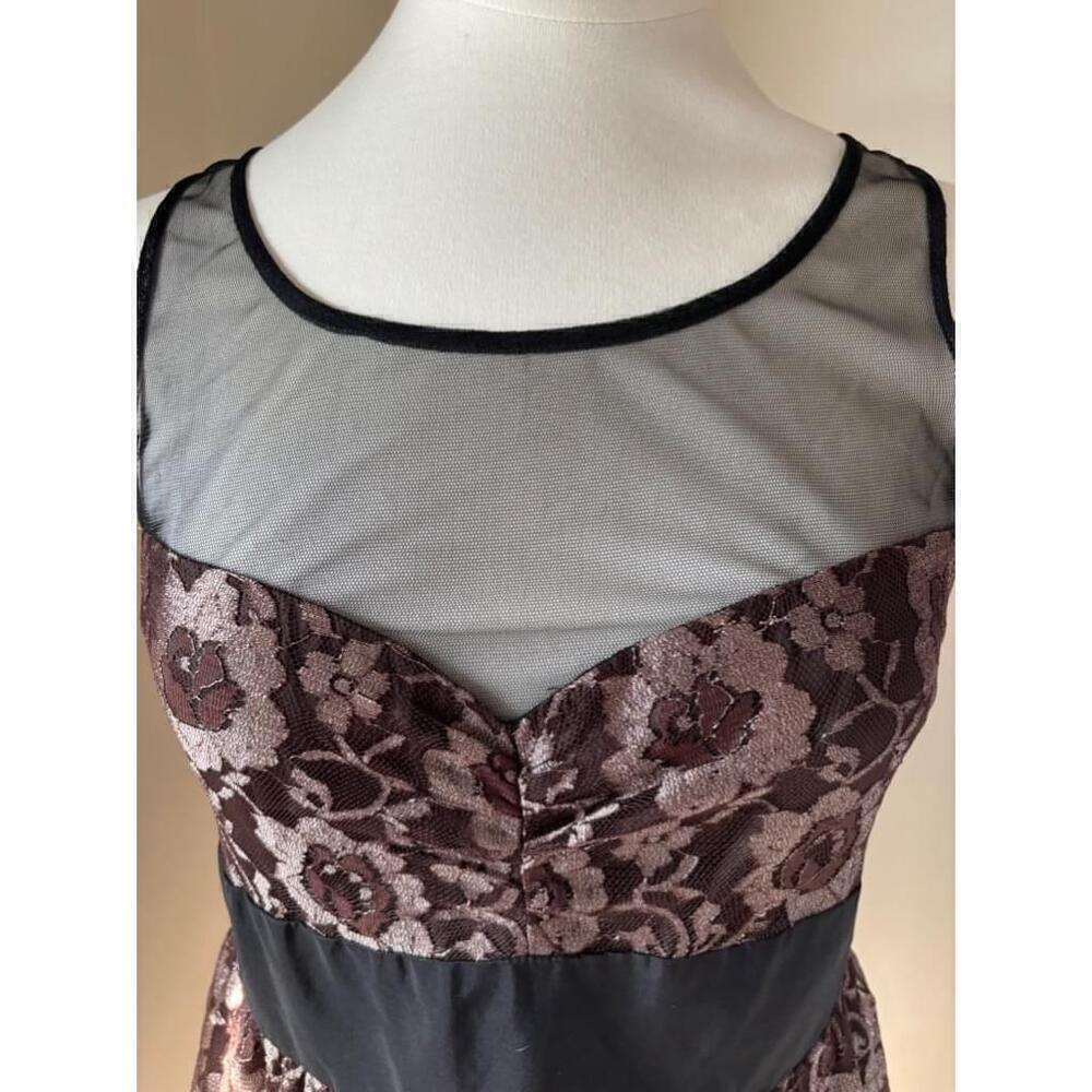 Brown floral print lace ANTHROPOLOGIE FROCK! BY TRACY REESE A-line dress size 8 - Picture 2 of 14